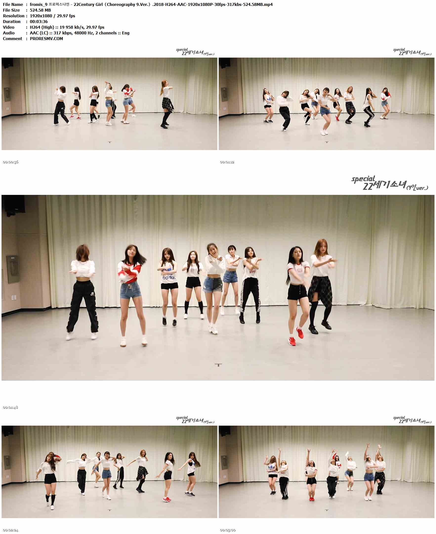fromis_9 프로미스나인 - 22Century Girl（Choreography 9.Ver.）.2018-H264-AAC-1920x1080P-30fps-317kbs-524.58MB官方MV_高清MV